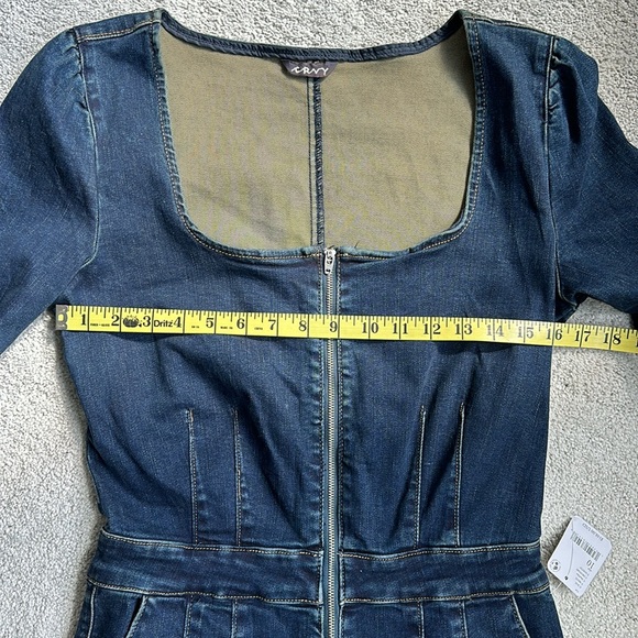 Free People CRVY High Society Denim Zip Romper - Picture 11 of 13